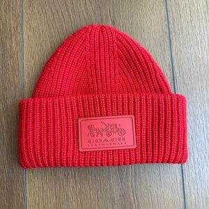 Coach Red Knit Beanie